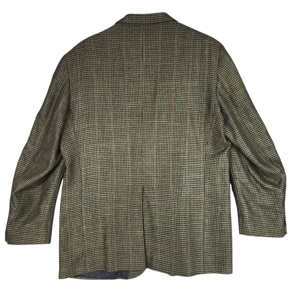 Vtg‎ Nordstrom Sport Coat 44R Men Green Houndstooth 2 Button Academia Preppy USA